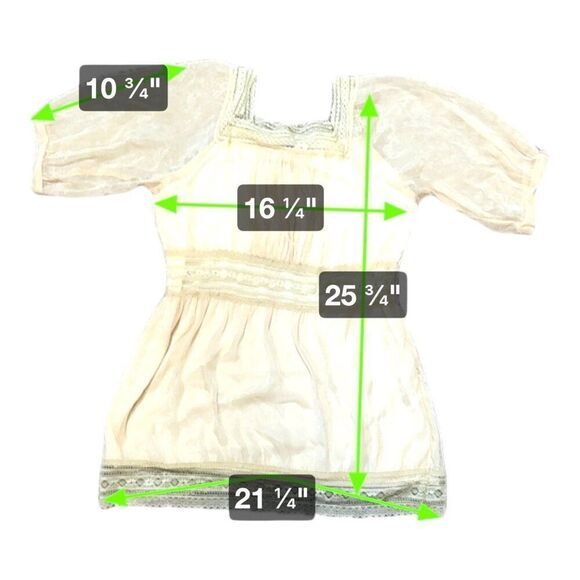 Vintage Style Lace & Mesh Cream Shirt By The Hanger Womens L Balloon Sleeves - Picture 2 of 5